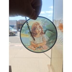 4.5 " Vintage Sandra Kuch Angel/child Brass And Glass Sun Catcher Good Condition